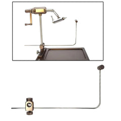 Side view of UCCKEYI fly tying vise showing sturdy metal build and compact footprint.
