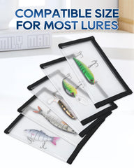Ten lure wraps laid out for storage