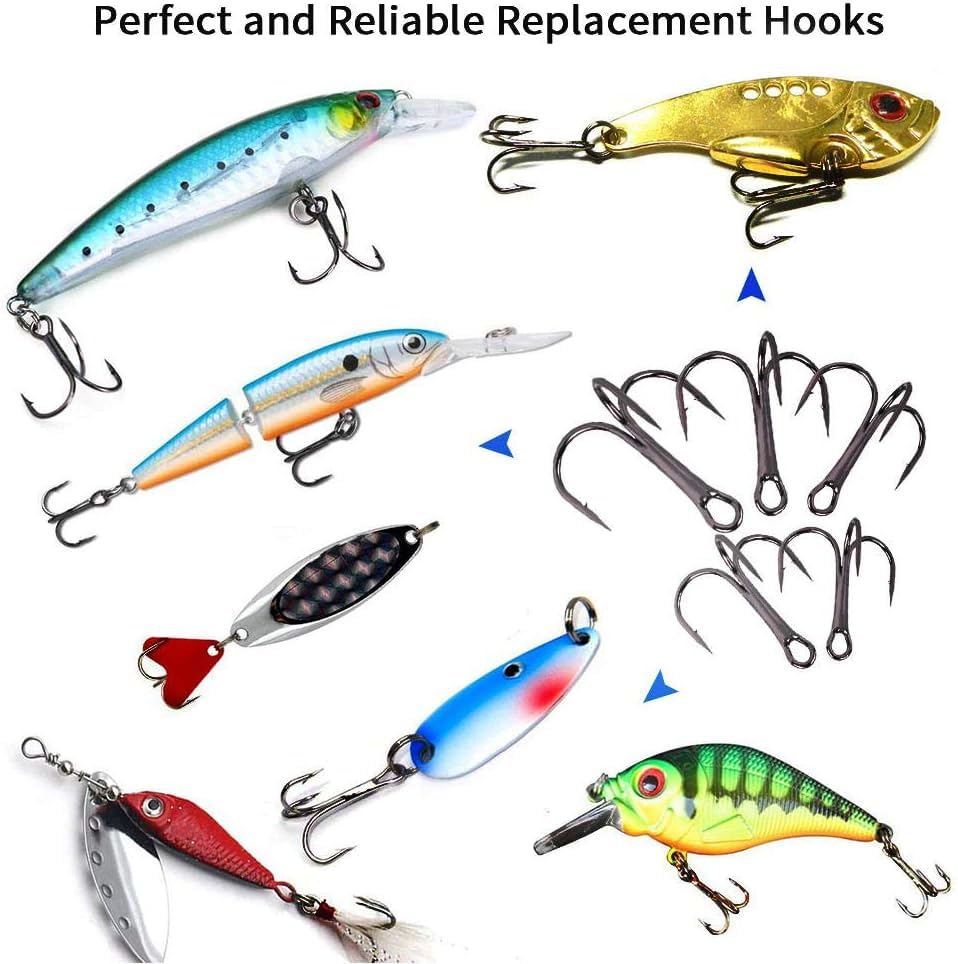 Assorted treble hooks sizes #12 and #14 in reusable box