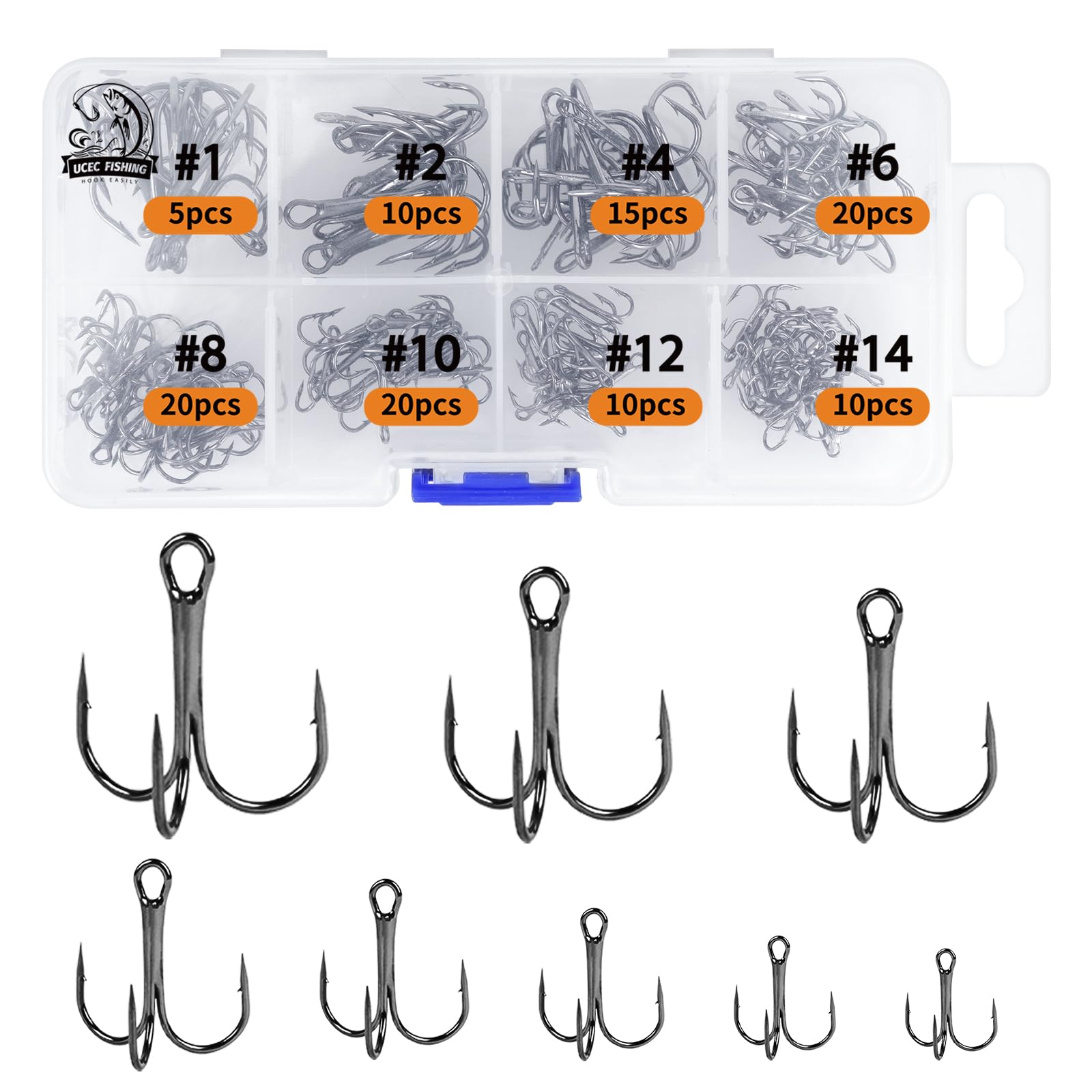 UCEC Treble Hooks Kit 110pcs - size #1