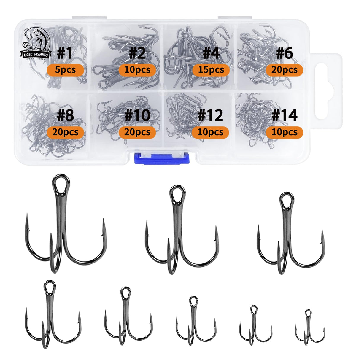UCEC Treble Hooks Kit 110pcs - size #1