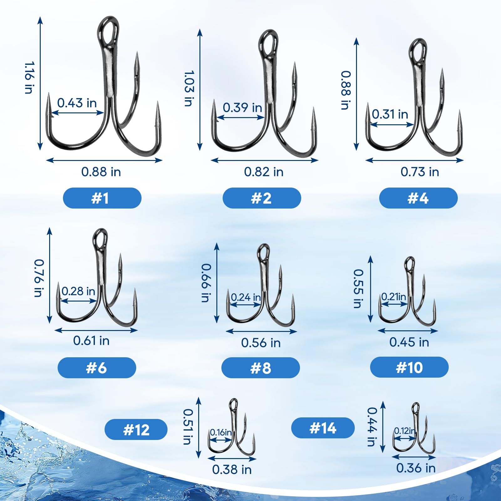 UCEC Treble Hooks Kit 110pcs - size #4