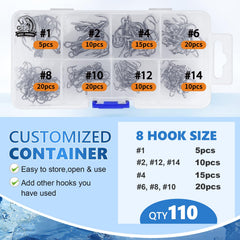 UCEC Treble Hooks Kit 110pcs - size #6