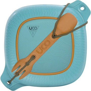 UCO 4-Piece Mess Kit assembly shown for compact camping meal setup.