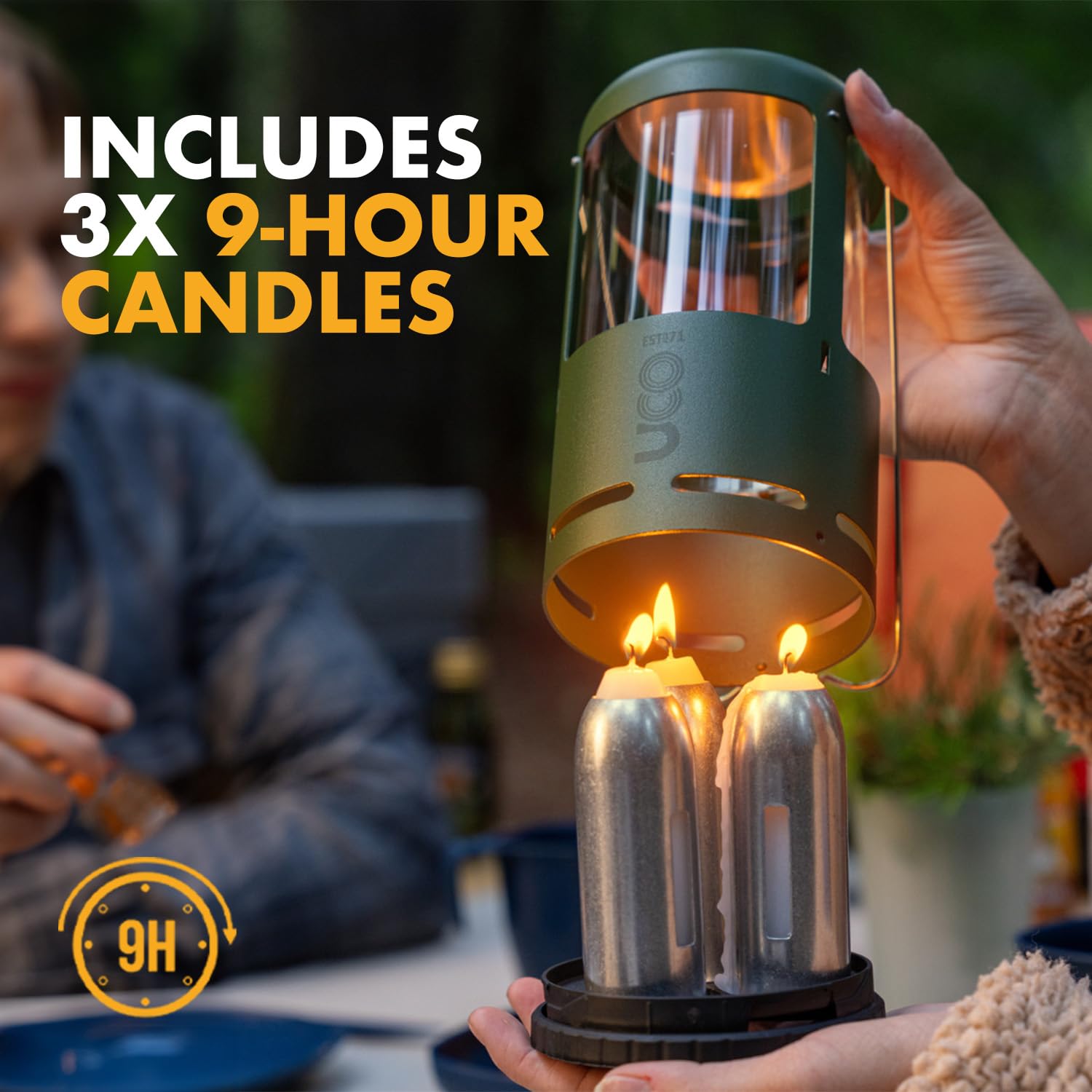 UCO Candlelier Forest glass chimney provides windproof flame outdoors