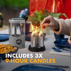 UCO Candlelier shows three candles burning for brightness