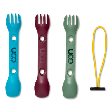 Close-up on the 2-in-1 spoon-fork for versatile outdoor dining.