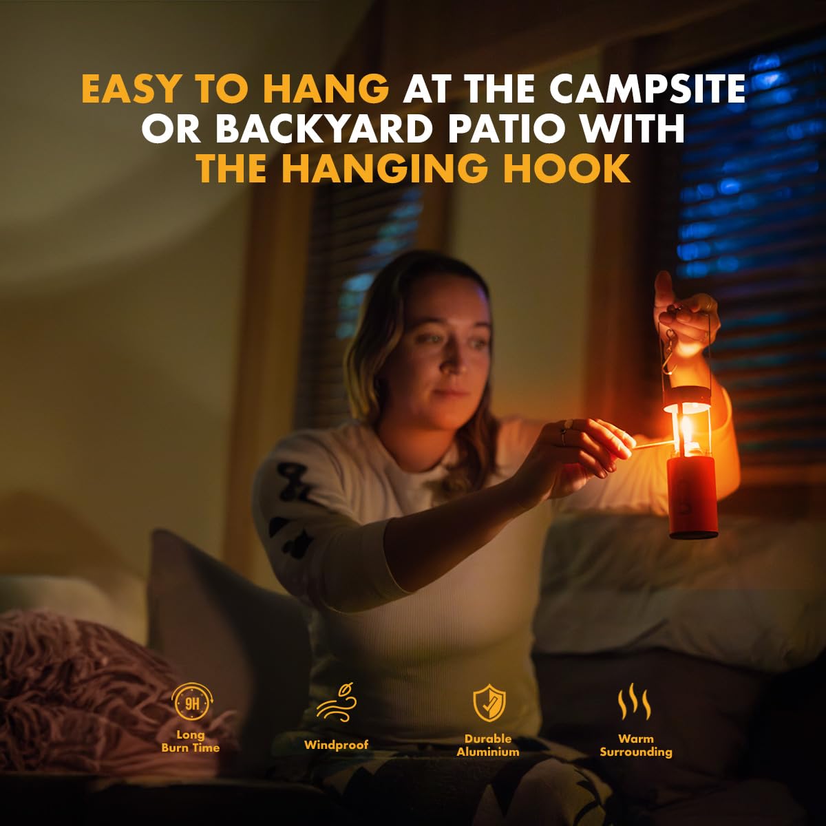 UCO Original Candle Lantern 9-hour candle delivers long-lasting warmth and gentle glow.