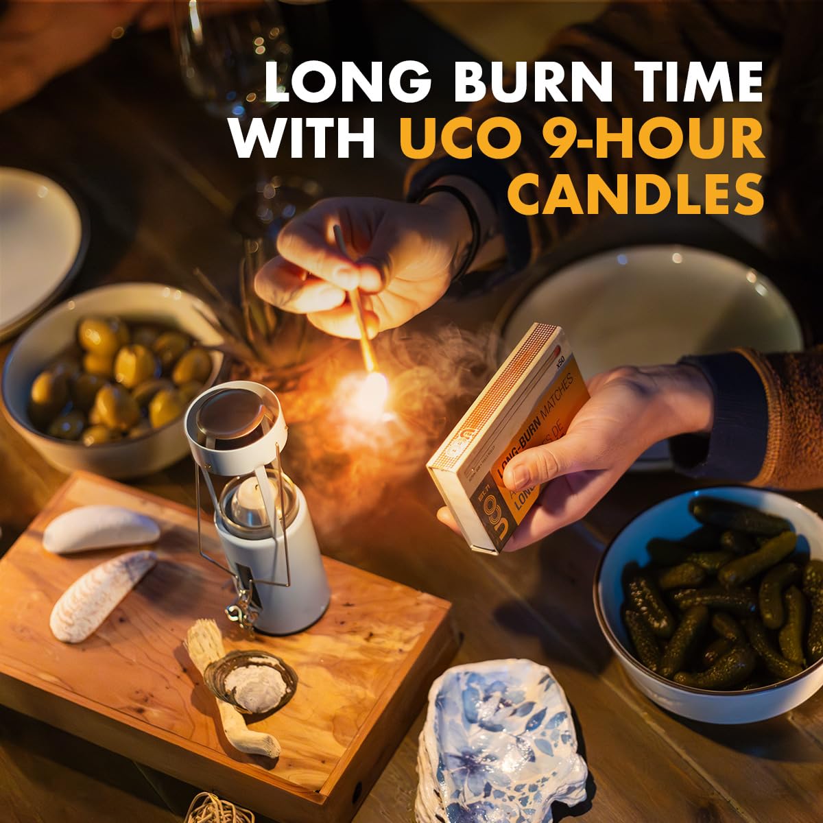 UCO Original Candle Lantern Kit Glacier collapsible design fits compact packs.