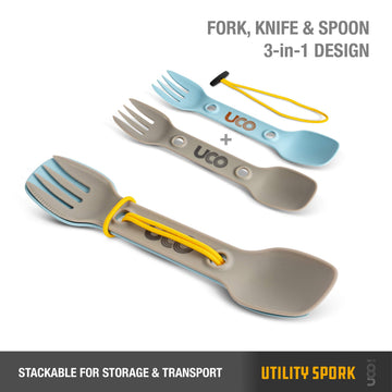 UCO spork ergonomic handle supports comfortable use during long hikes.