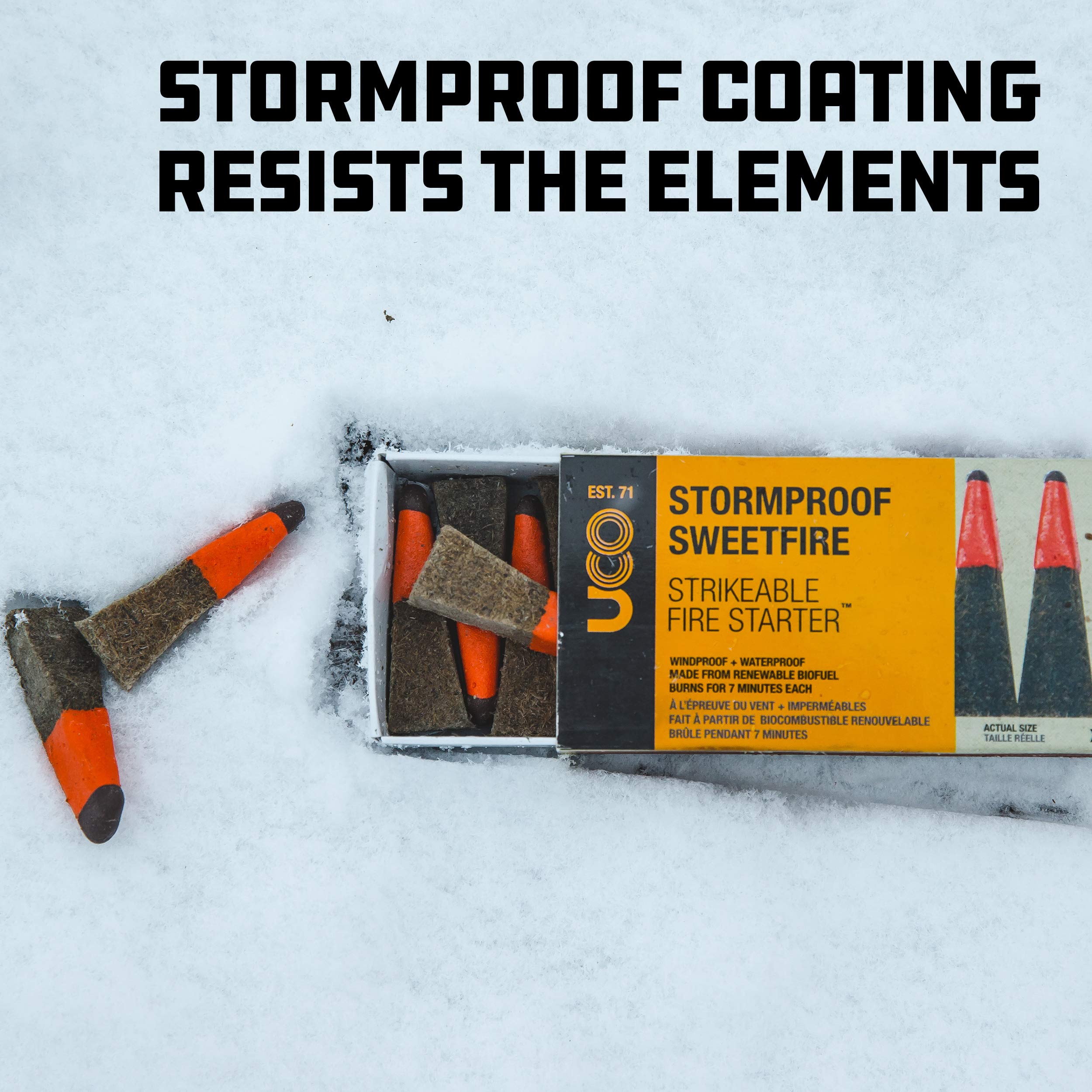 UCO Stormproof Sweetfire PK20 pack shows 20 strikeable firestarters.