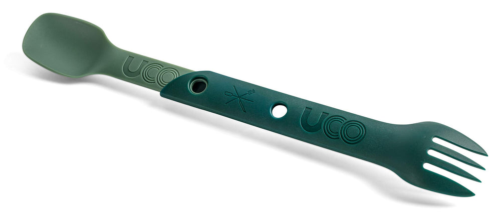 UCO Switch spork 3-in-1 functionality with spoon, fork, and knife edge.