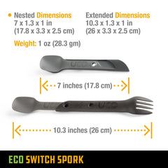 UCO Switch Spork with holes and tether for secure packing on the go.
