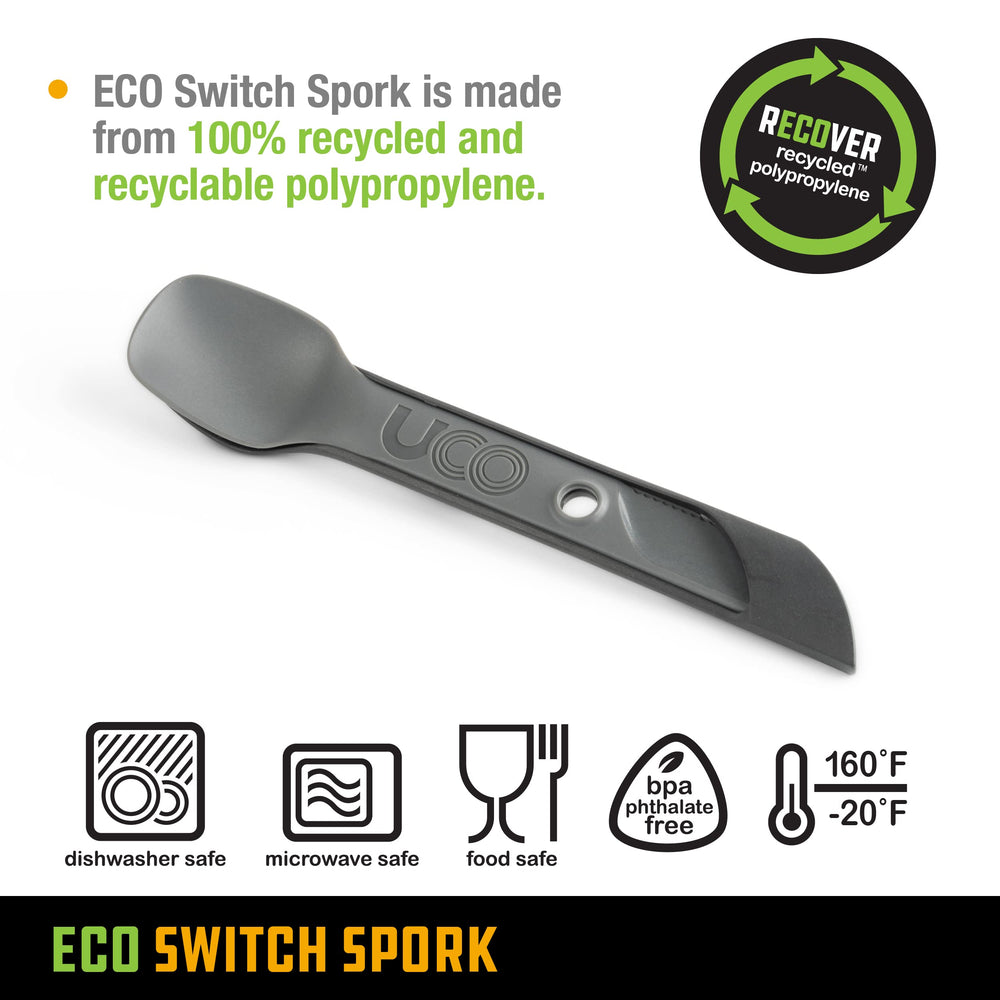UCO Switch Spork ergonomic handle enables easy scooping and cutting.