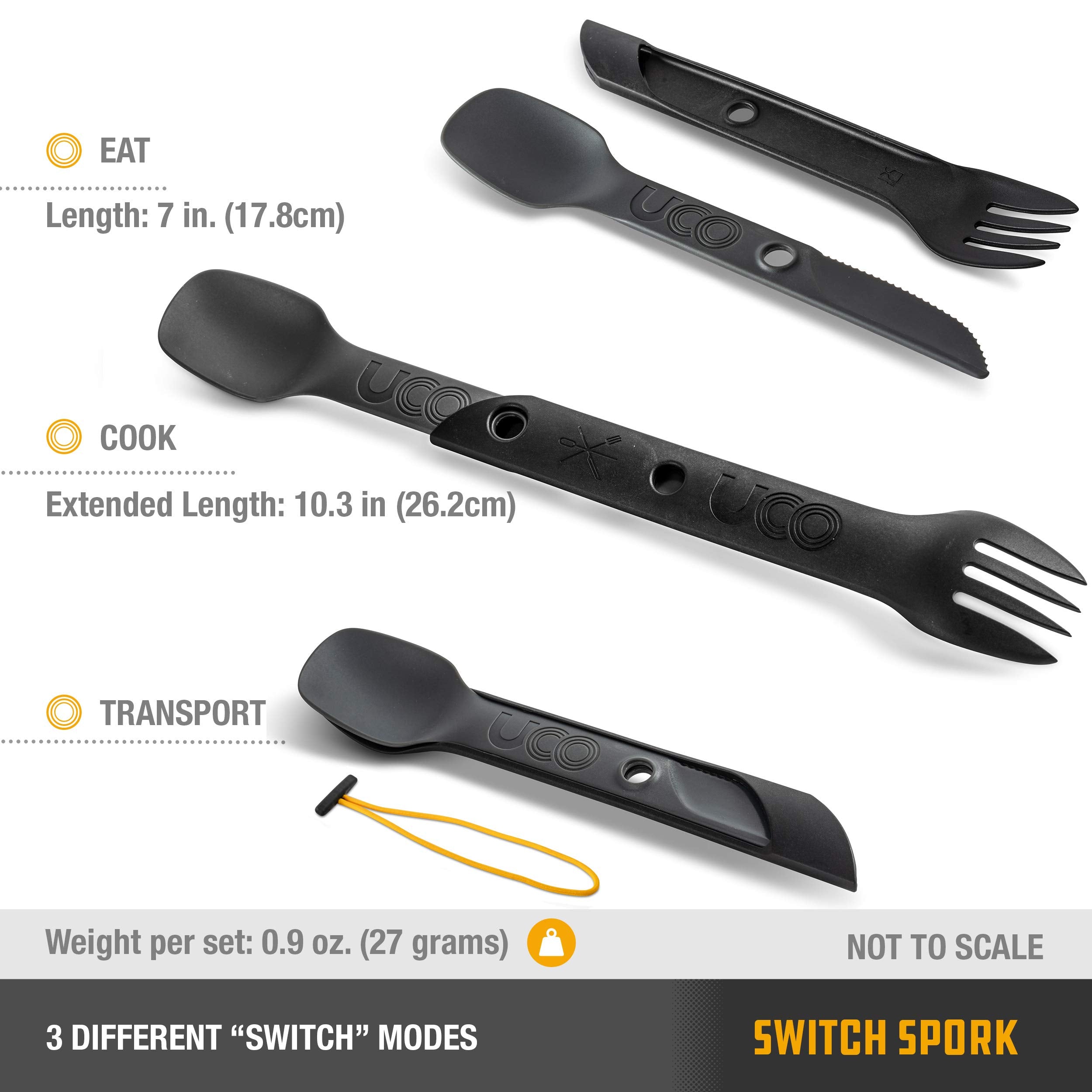 UCO Switch Spork weight-saving holes reduce pack load