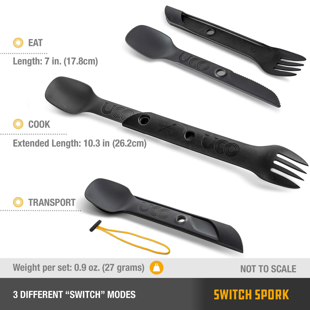 UCO Switch Spork weight-saving holes reduce pack load