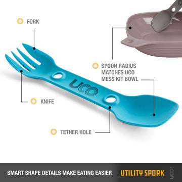 UCO ergonomic spork design for comfortable eating on trails.