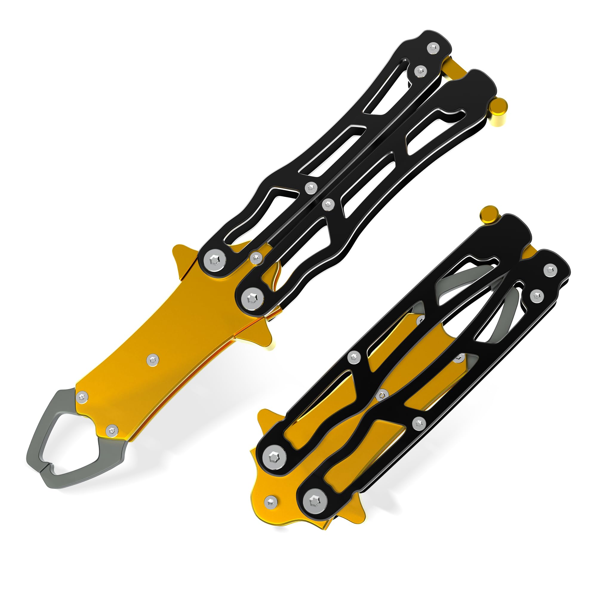 UEDGER Fish Lip Gripper Grabber Tool folded in yellow and black