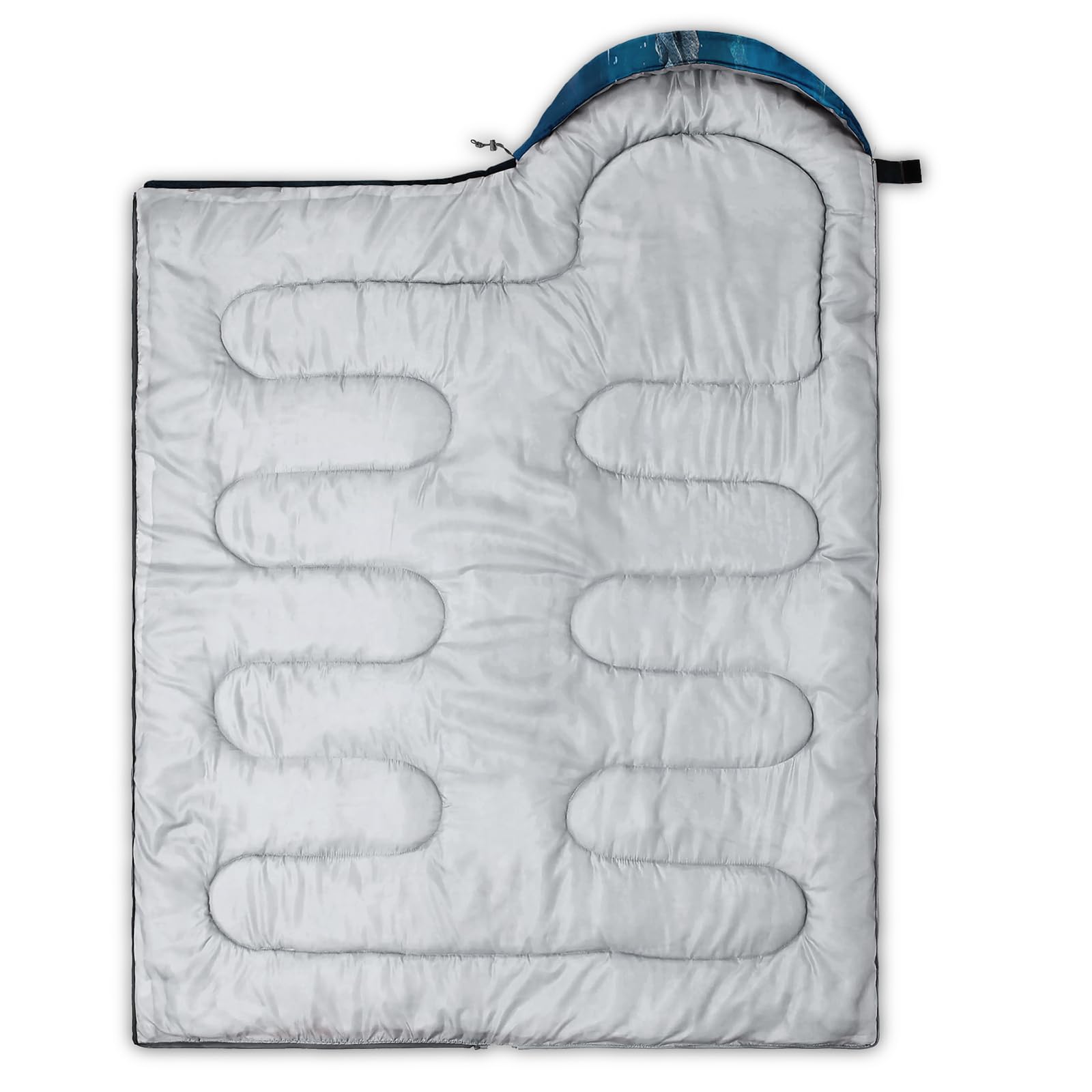 UEVBF waterproof shell on sleeping bag keeps dry during damp nights.