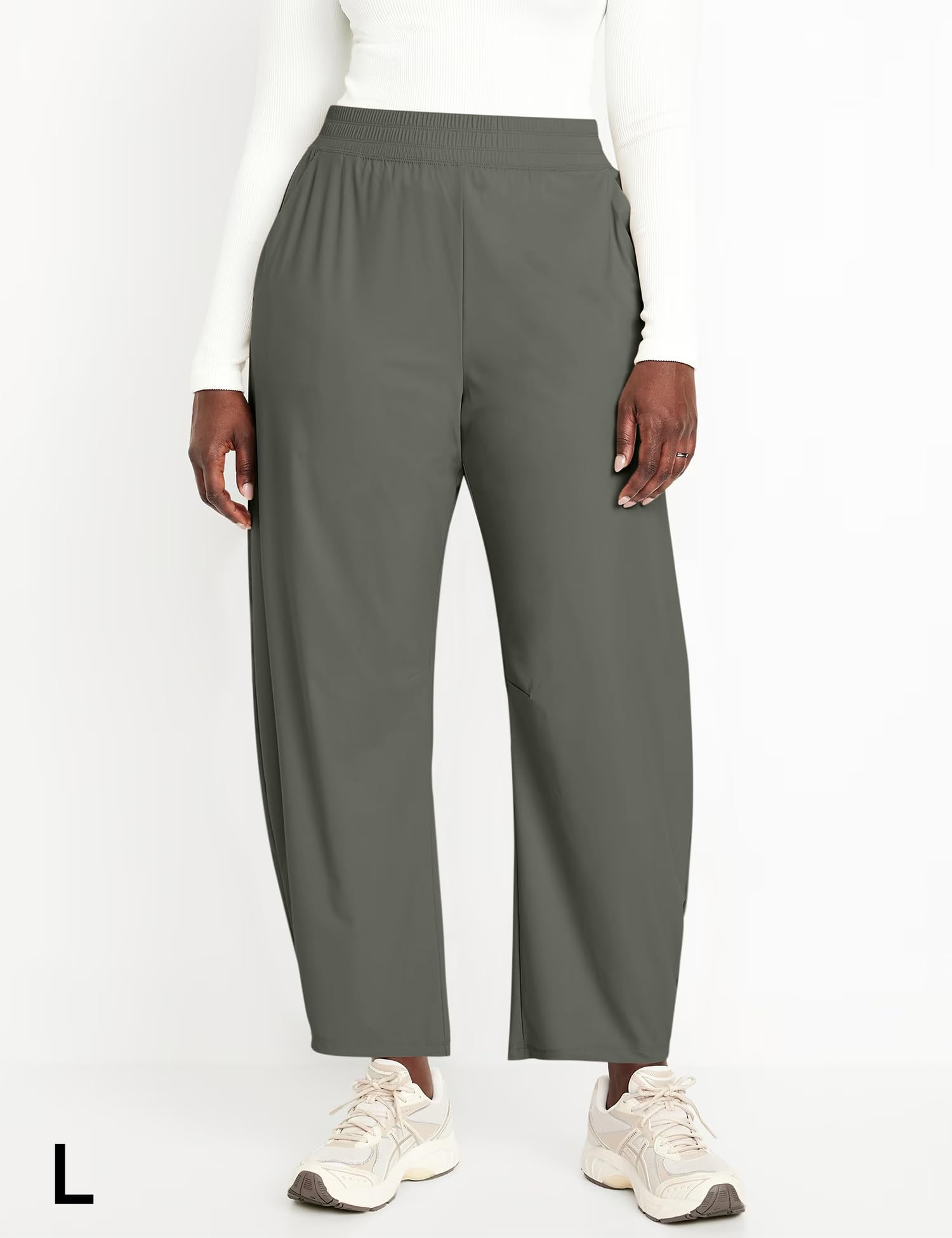 Ugerlov barrel ankle pants wide-leg silhouette on model for everyday style.