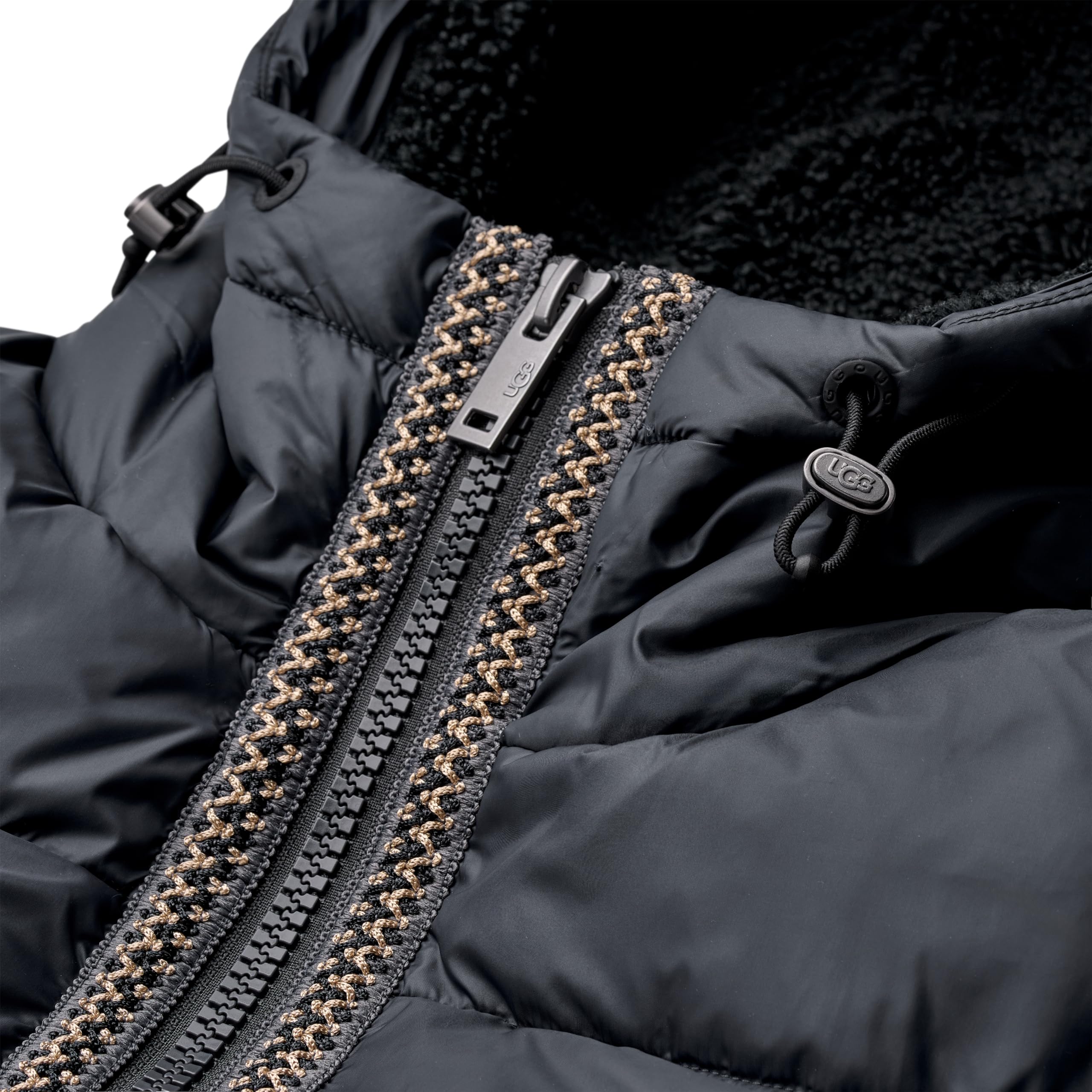 UGG Men's Xayden UGGbraid Puffer Side View shows sleek, modern silhouette.