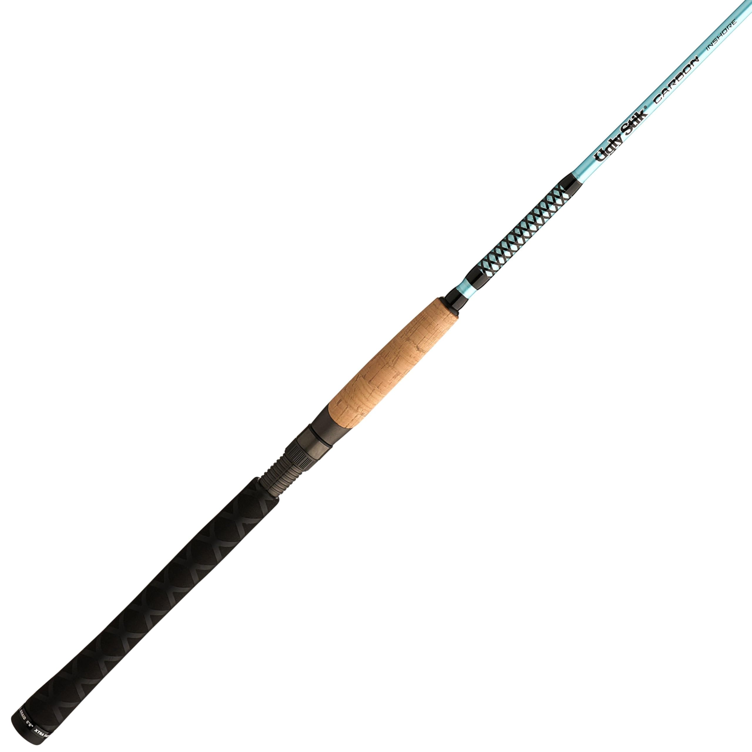 Ugly Stik Carbon Inshore spinning rod with graphite tip for sensitive bites.