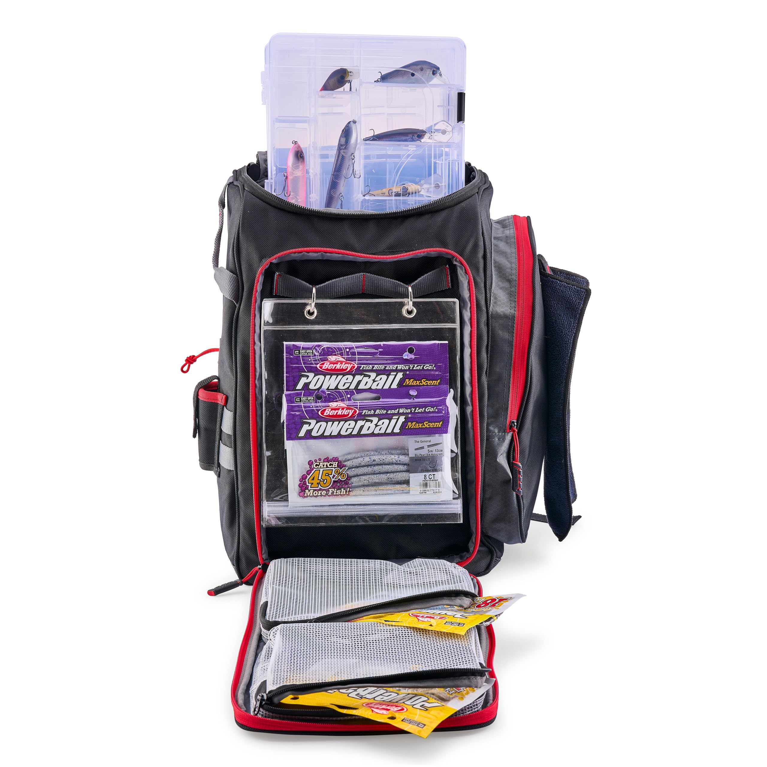 Ugly Stik Deluxe 3700 Backpack heavy-duty fabric withstands rugged outdoor use.