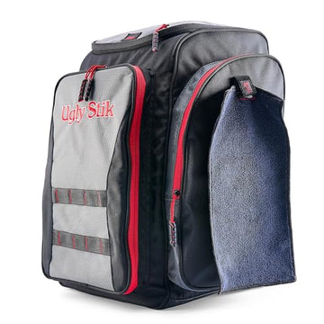 Ugly Stik Deluxe 3700 Backpack insulated cooler pocket preserves bait and drinks on hot days.