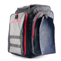 Ugly Stik Deluxe 3700 Backpack insulated cooler pocket preserves bait and drinks on hot days.