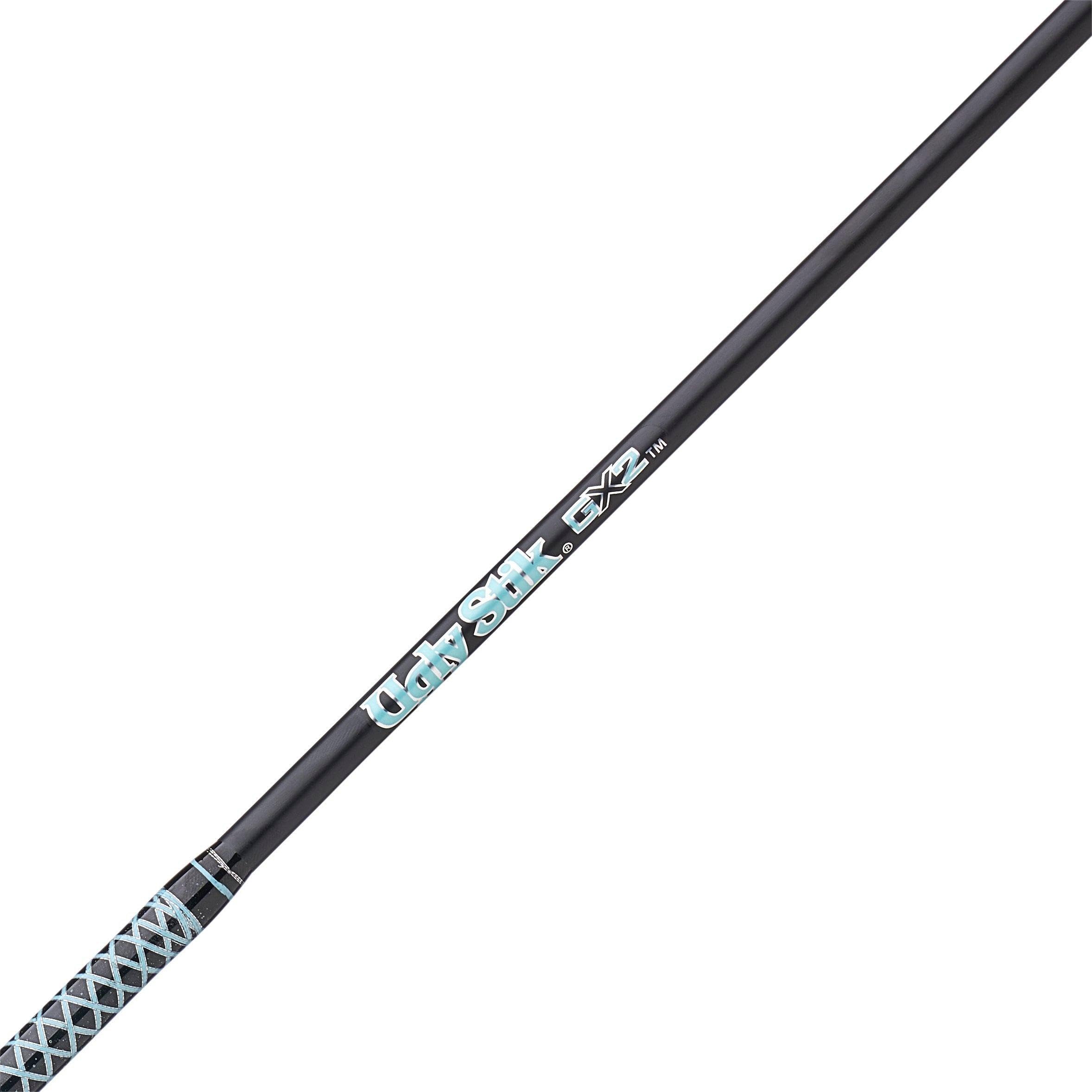 Ugly Stik GX2 graphite-fiberglass blend: balanced feel and rugged durability.