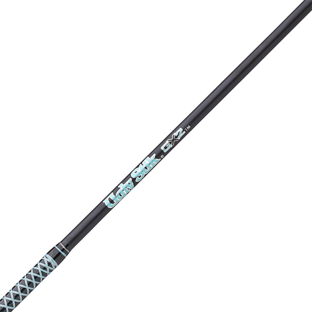 Ugly Stik GX2 graphite-fiberglass blend: balanced feel and rugged durability.