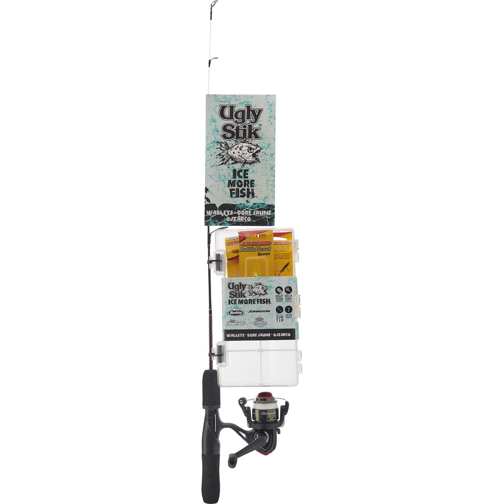 Ugly Stik Ice More Fish Kit reel close-up showing smooth casting and pre-spooled setup
