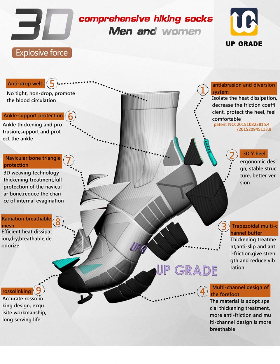 UGUPGRADE moisture-wicking knit close-up highlighting breathable fibers for dry feet.