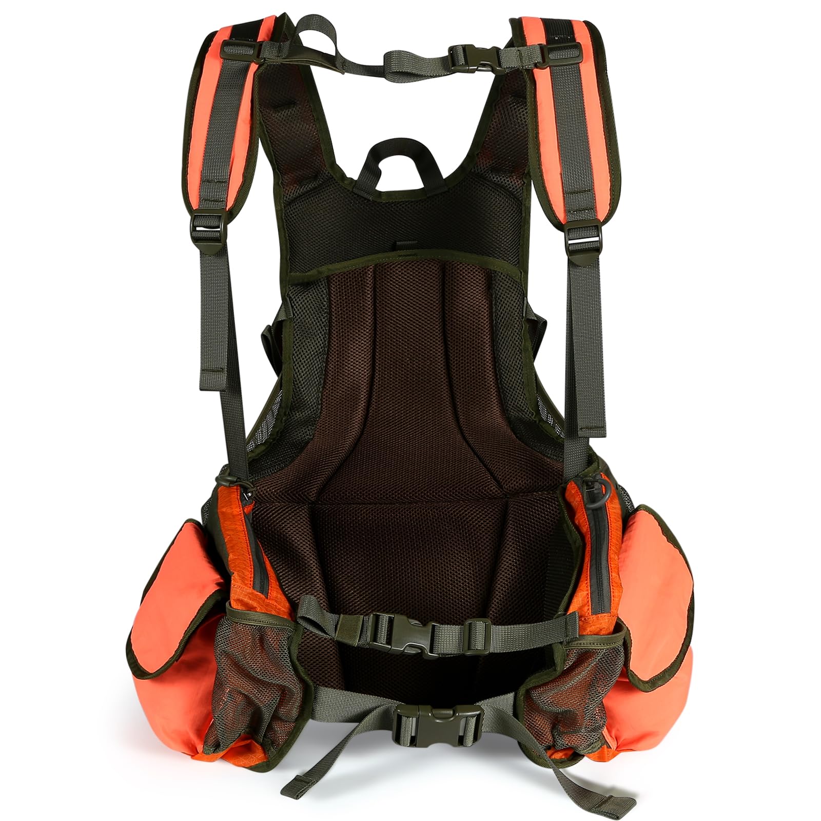 UIIHUNT upland vest back view highlights padded back and breathable mesh.