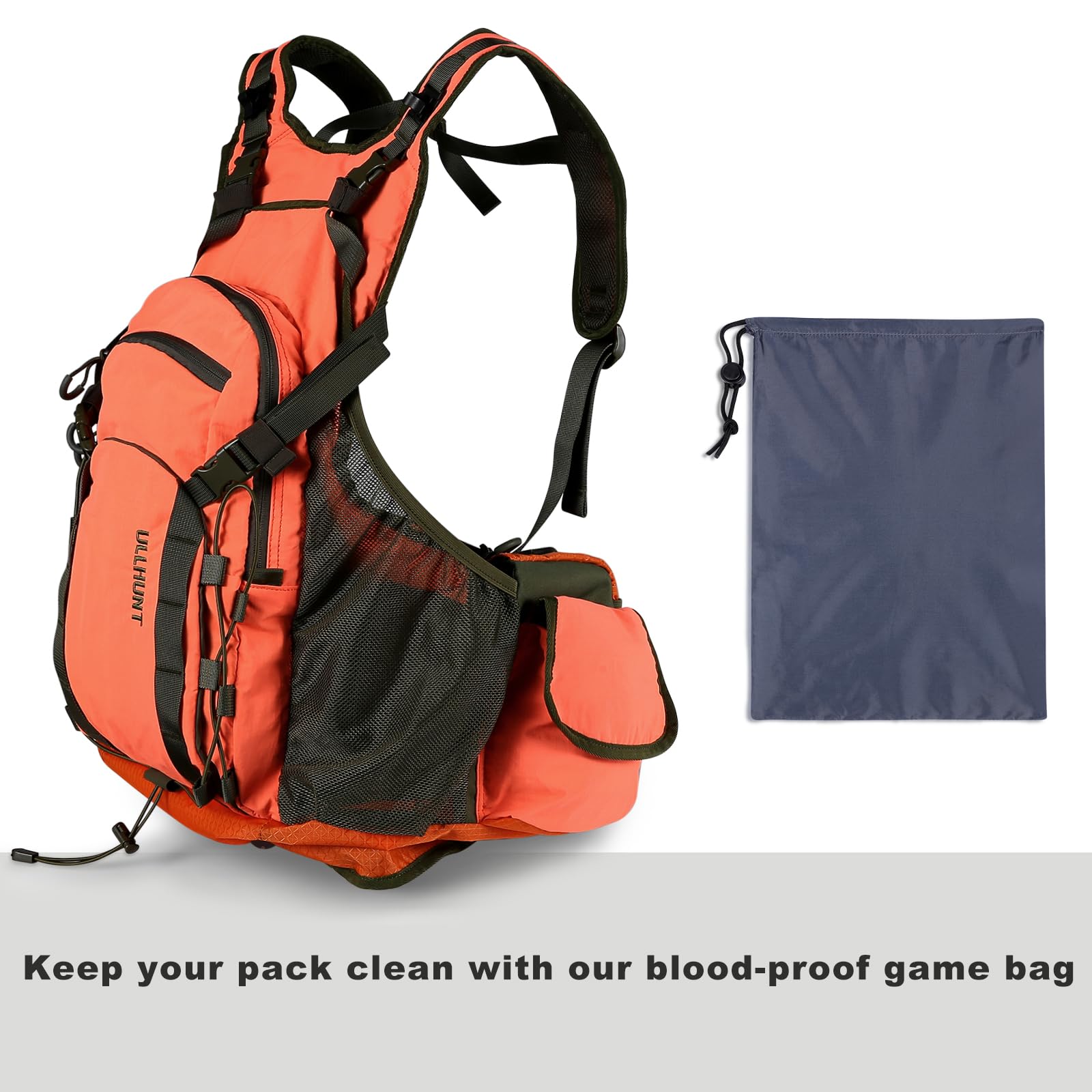 UIIHUNT game pouch open emphasizes full-wrap design containing birds and keeping gear clean.