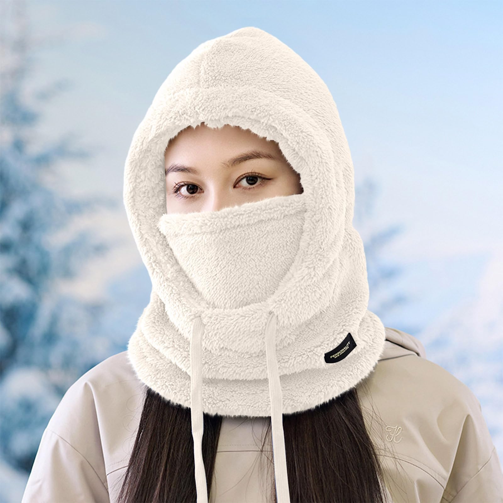 Uillui 3in1 balaclava beanie scarf demonstrates versatile wear for wind protection.