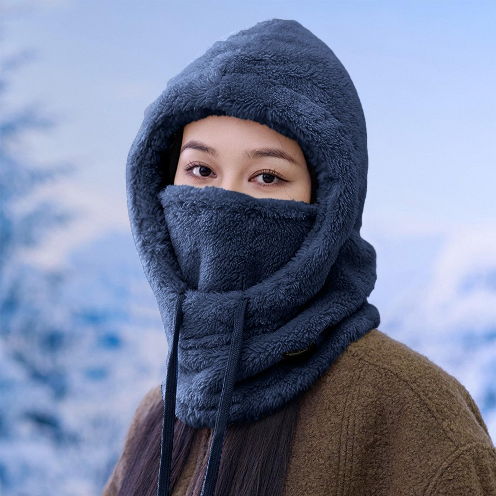 Uillui beige balaclava option pairs with coats for cozy warmth.