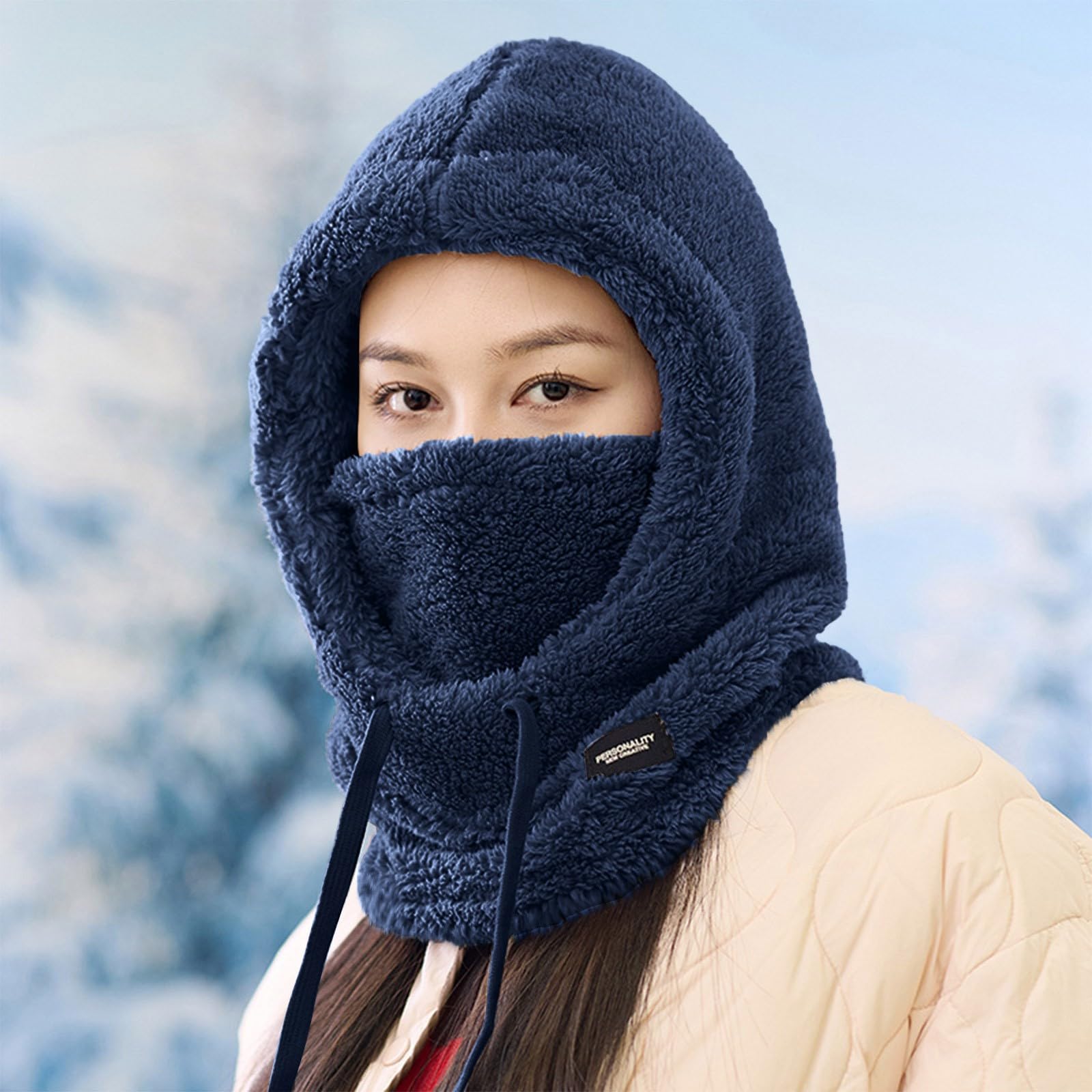 Uillui windproof knit balaclava black worn for daily wear.
