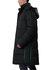 UIQUR puffer coat with side vents demonstrating flexible movement during errands.