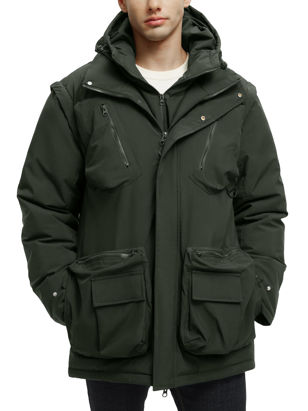 UIQUR men's winter coat with removable hood provides versatile warmth for commutes.