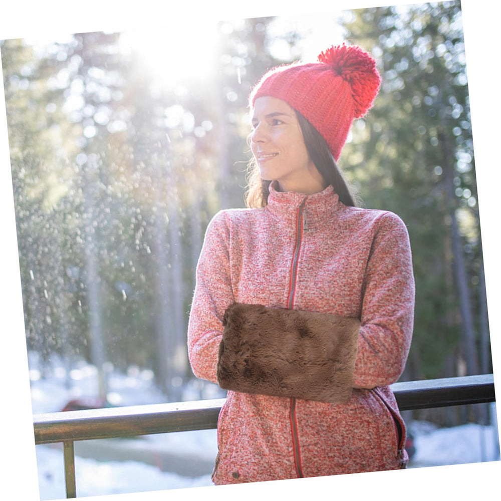 UKCOCO hand warmer muff coffee color pairs with outfits