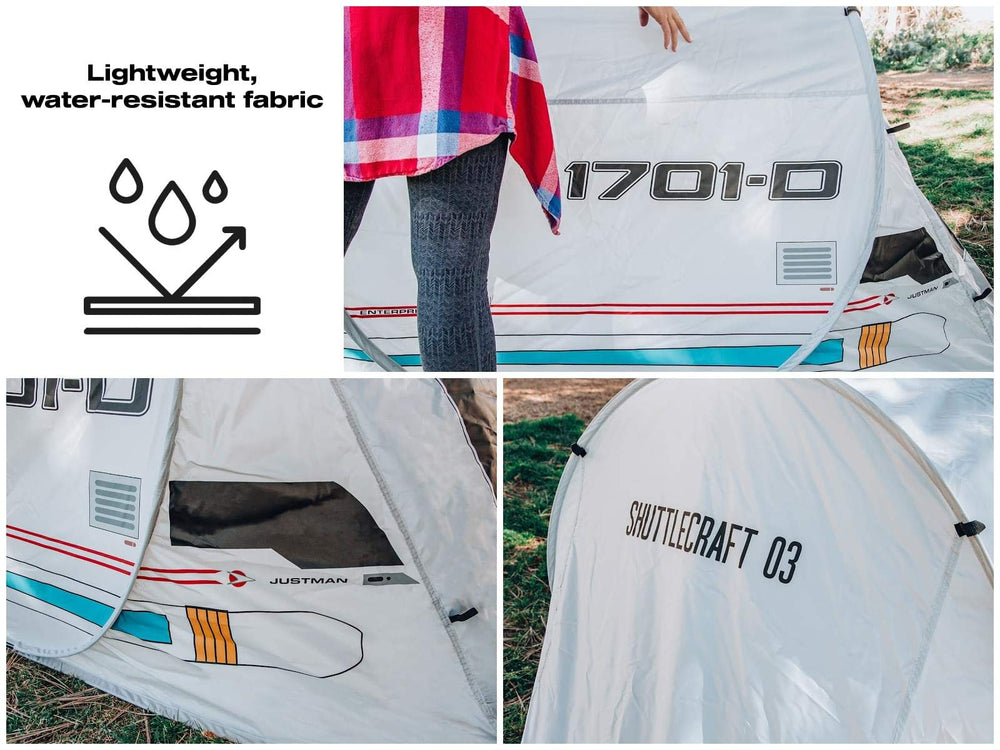 Ukonic Star Trek Justman tent carrying bag for easy travel.
