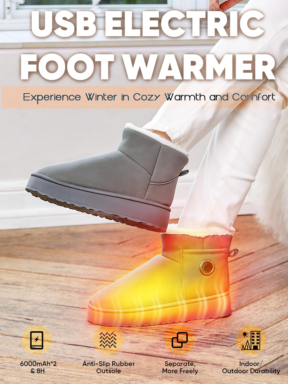 Ulefi heated slippers plush sherpa lining for cozy comfort.