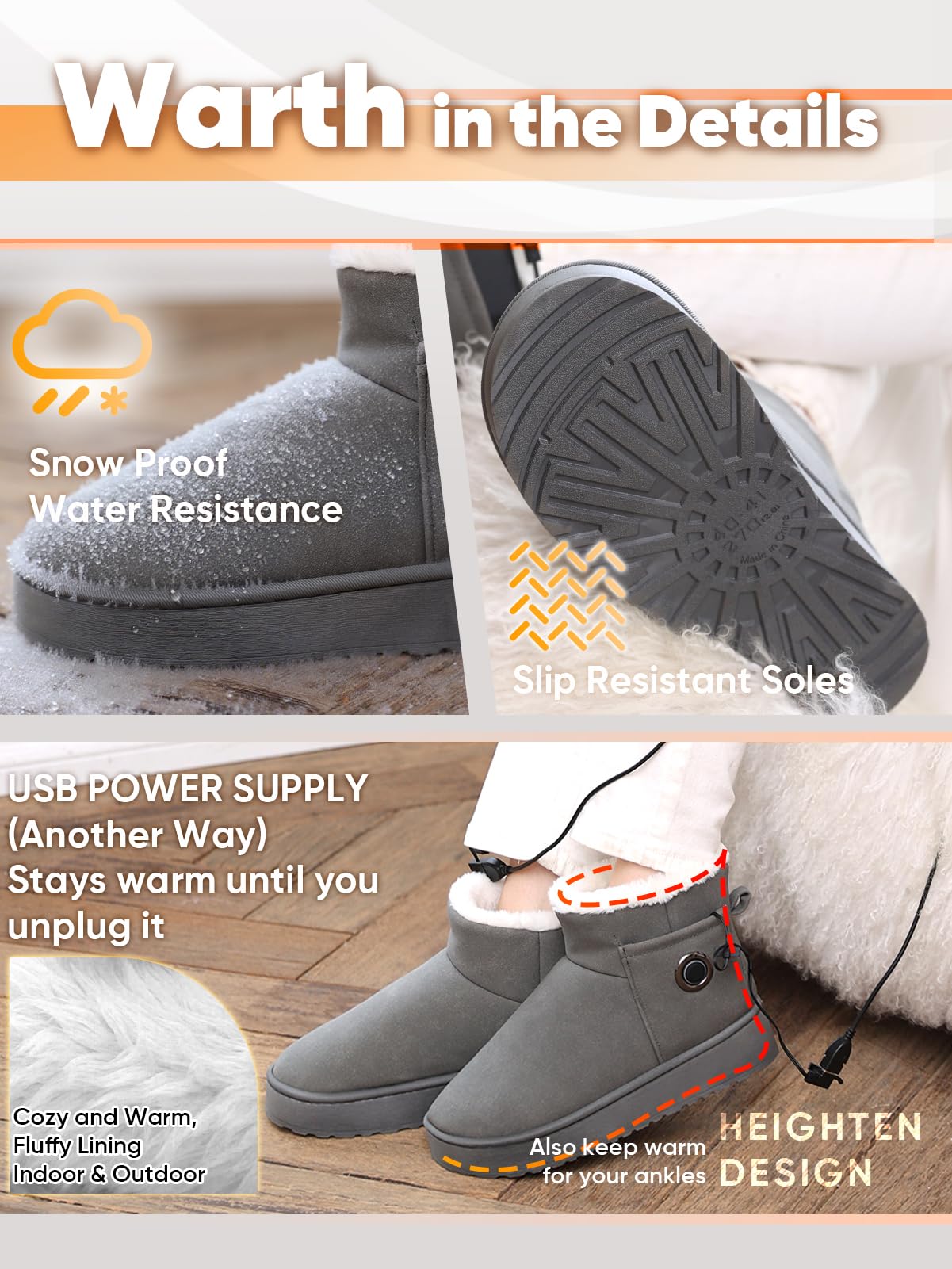 Ulefi heated slippers USB-C pass-through for charging while wearing.