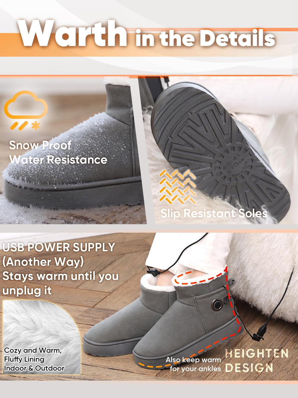 Ulefi heated slippers USB-C pass-through for charging while wearing.