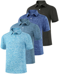 Ullnoy boys polo front view shows moisture-wicking sport fabric for active play