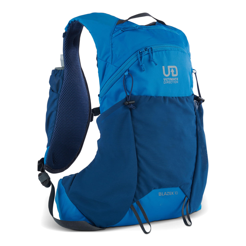 Ultimate Direction Blazek front view, compact 10L backpack for long runs.