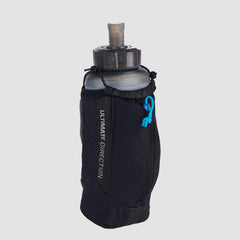 Ultimate Direction Clutch with breathable mesh strap for comfortable, secure hydration during runs.