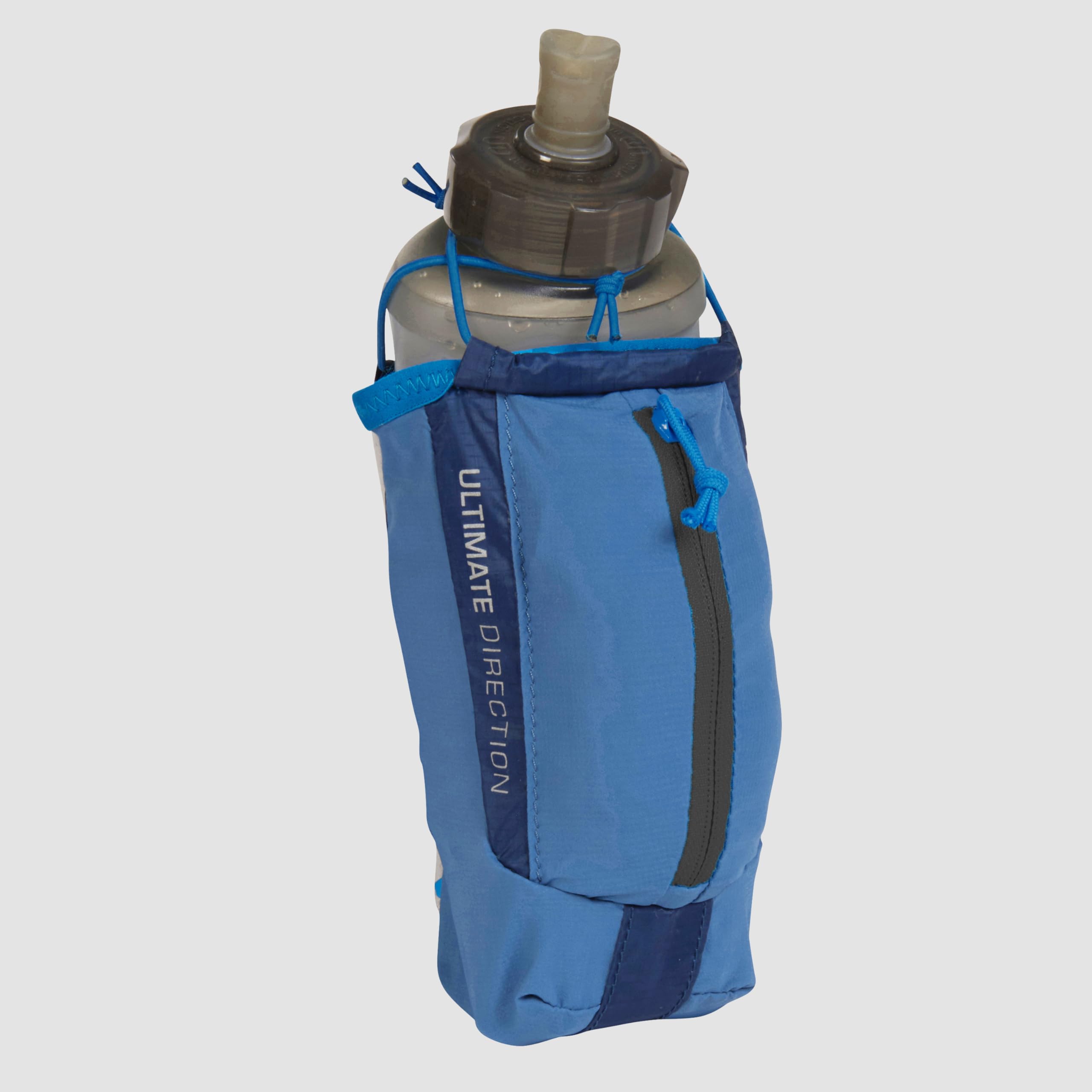 Ultimate Direction Clutch UD Blue front view for hands-free hydration on runs