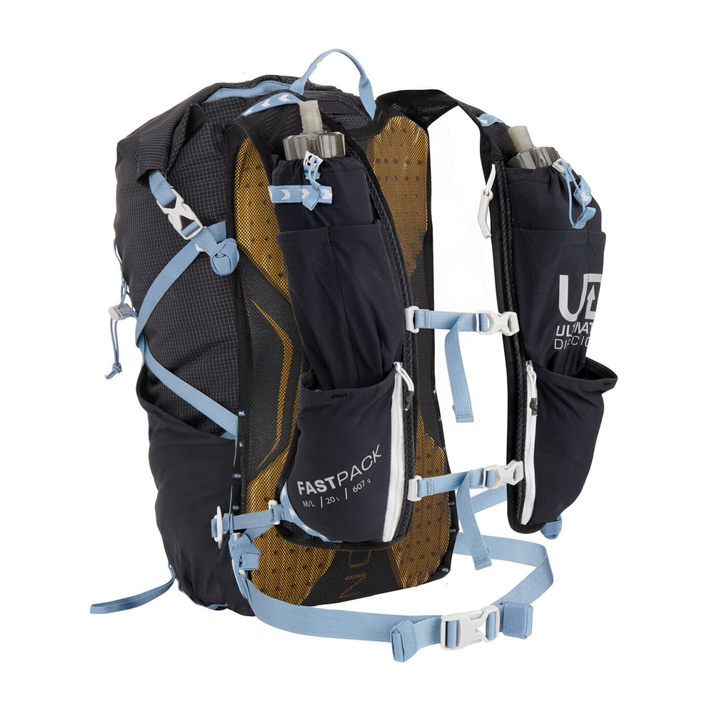 Ultimate Direction Fastpack 20L harness pockets for quick-access snacks and phone